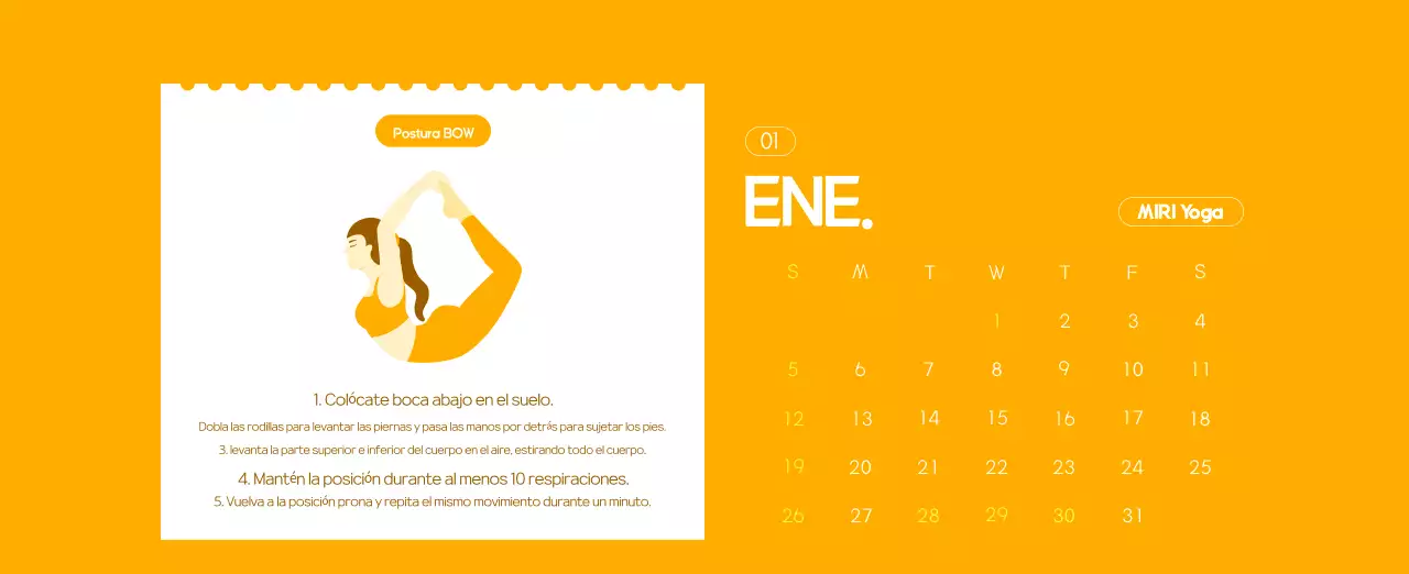 Calendario promocional de yoga minimalista naranja