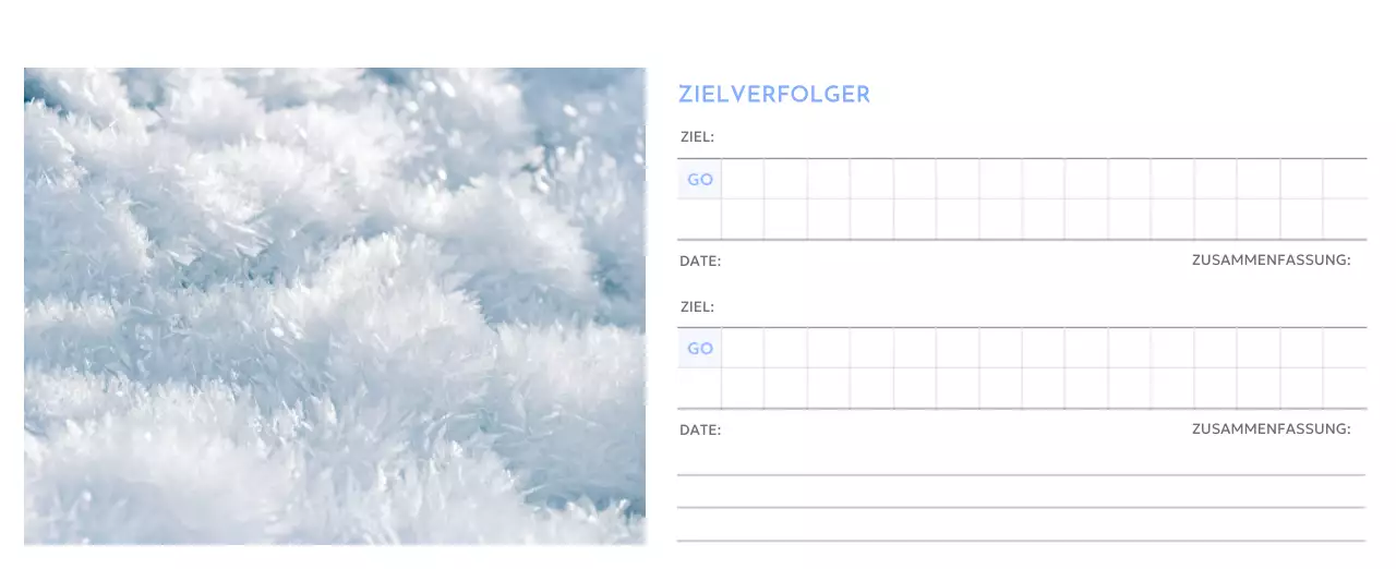 Foto-Zielverfolgungskalender mit einem Hauch von Blau