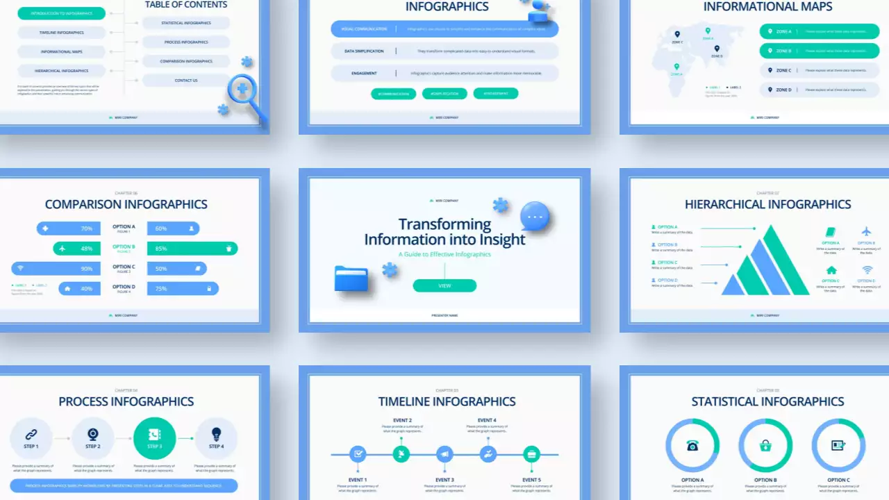material infográfico moderno azul