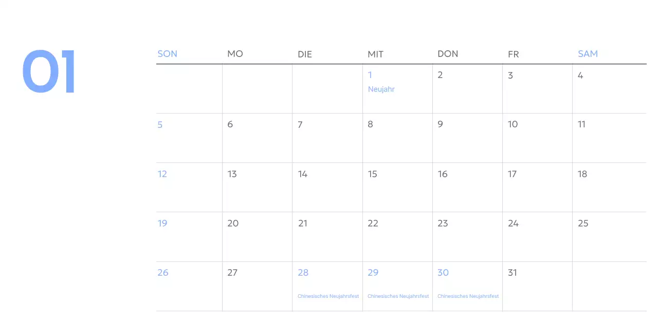 Foto-Zielverfolgungskalender mit einem Hauch von Blau