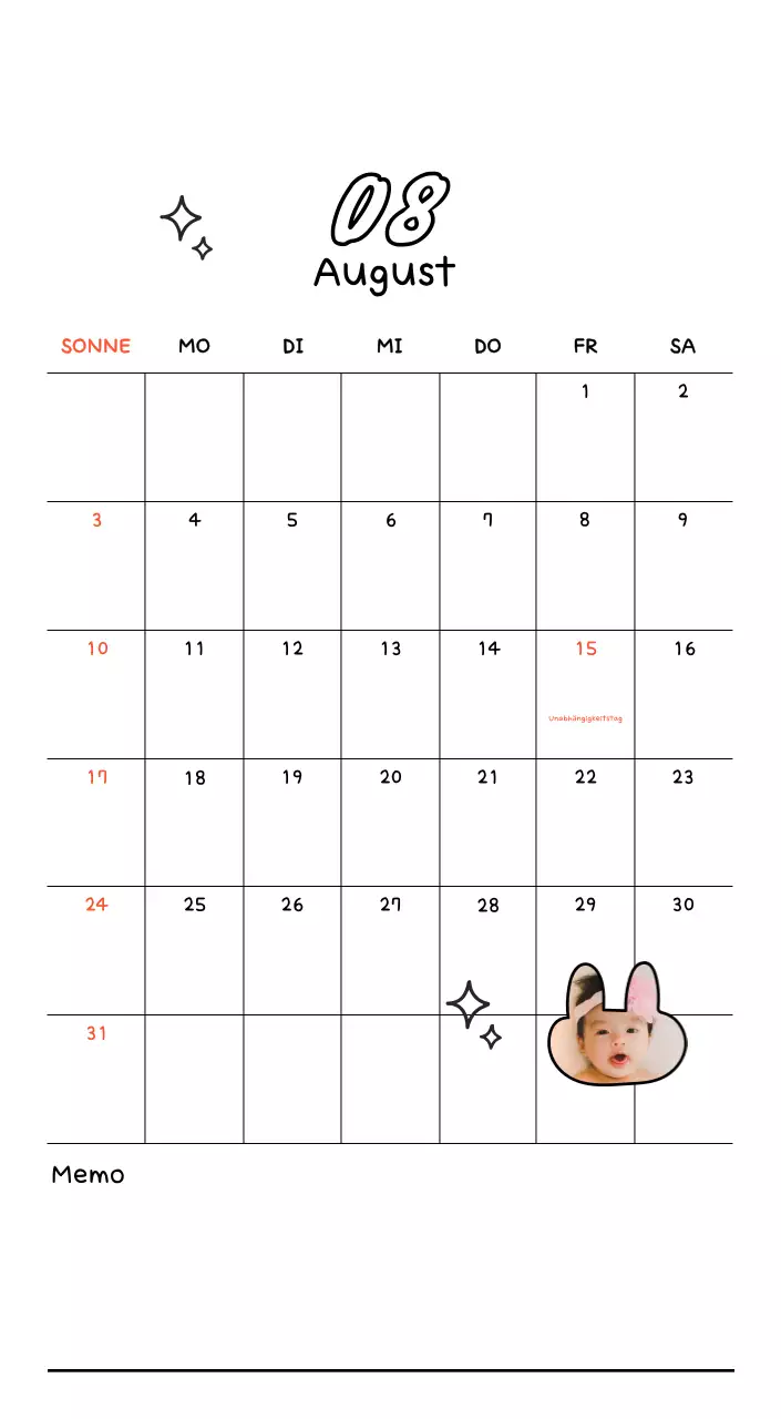Niedlicher Fotokalender