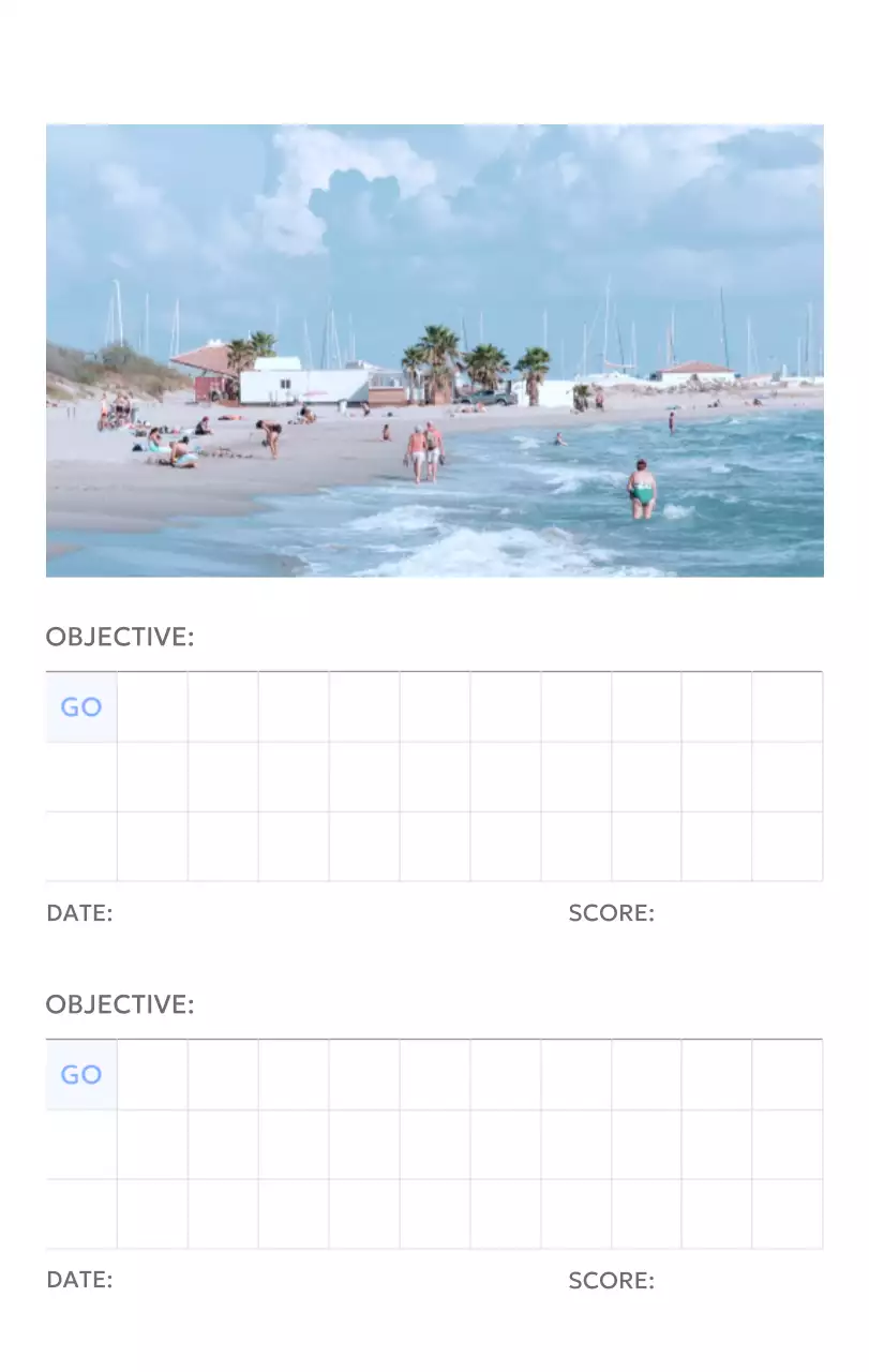 Kalender pelacak sasaran foto dengan percikan warna biru