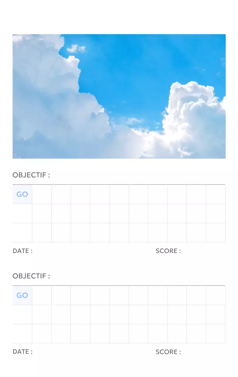 Calendrier photo de suivi des objectifs avec une touche de bleu