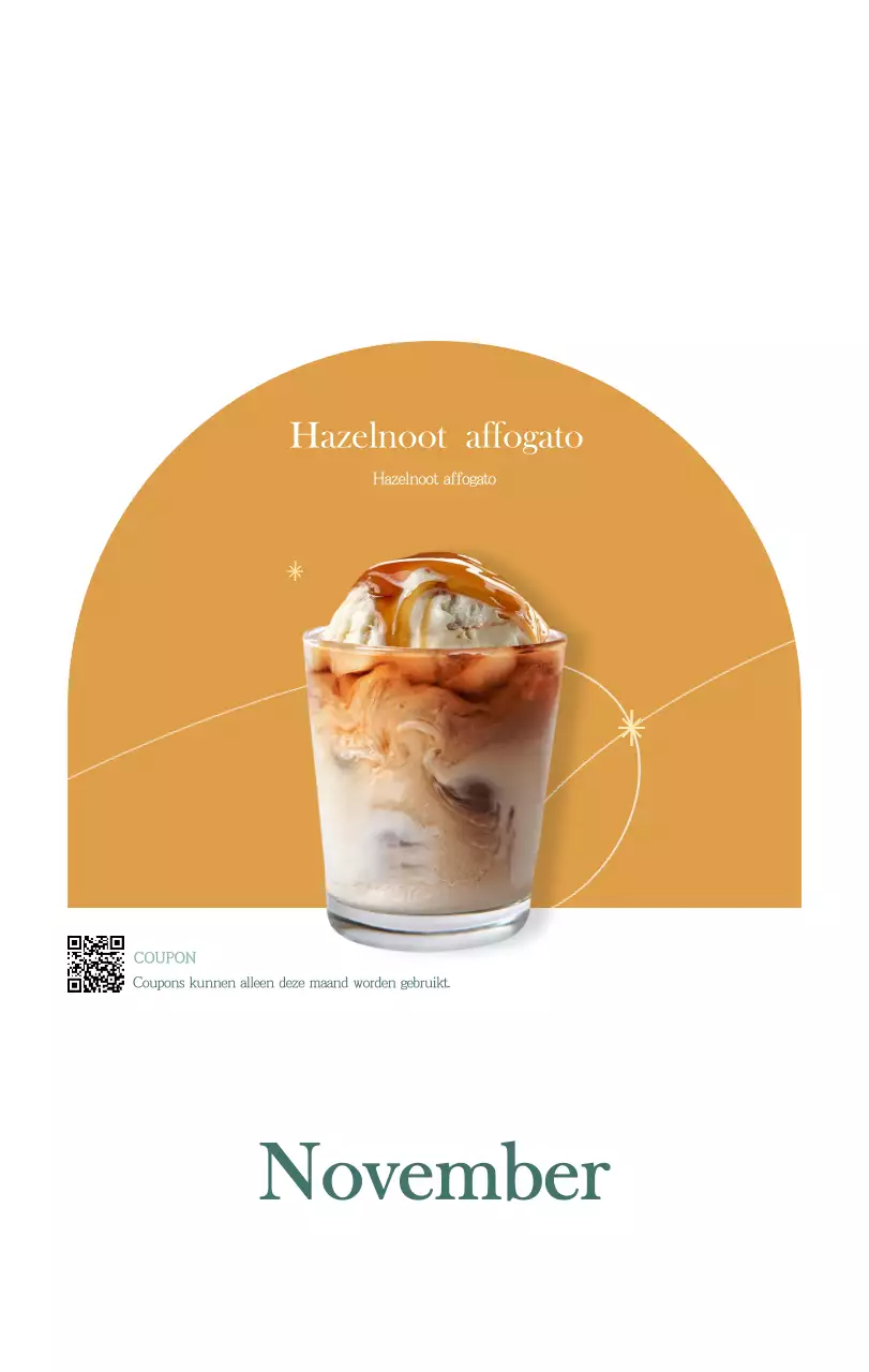 Een moderne cafékalender met aanbevelingen voor de drank van de maand