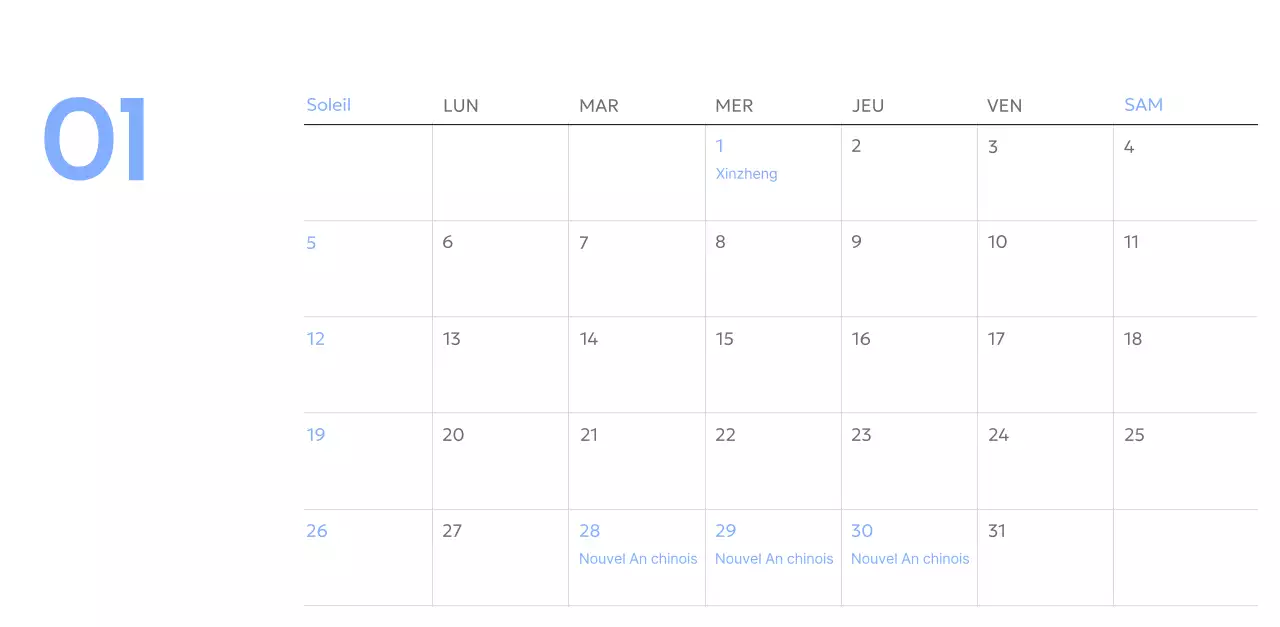 Calendrier photo de suivi des objectifs avec une touche de bleu