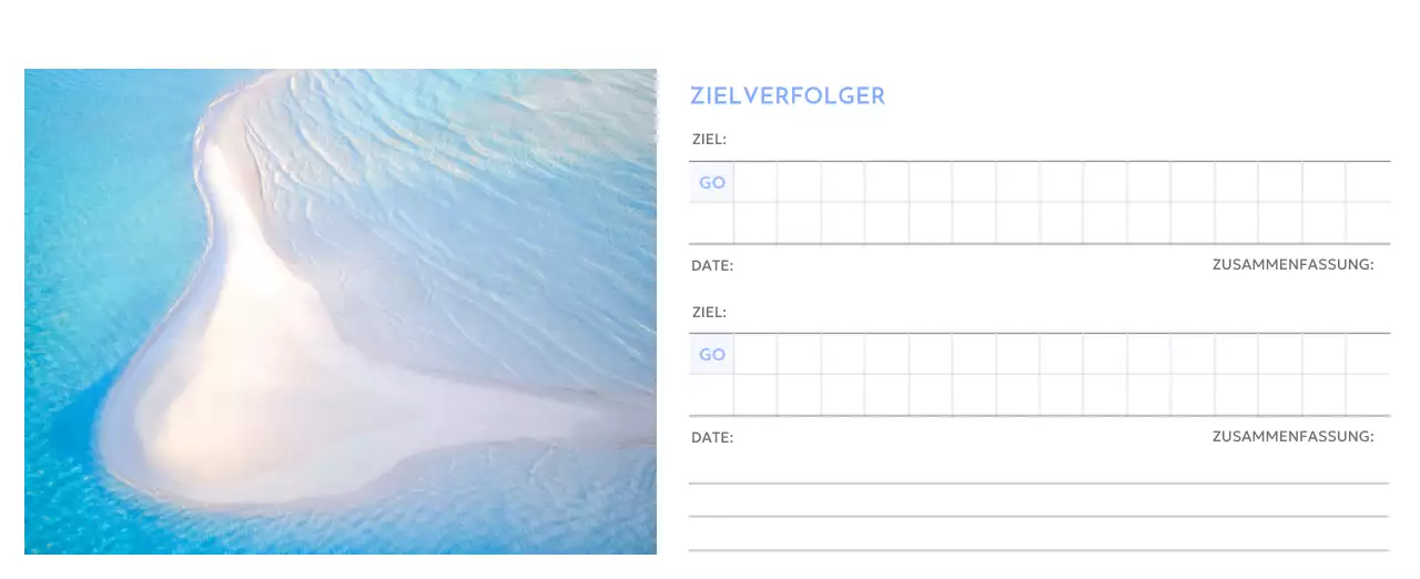 Foto-Zielverfolgungskalender mit einem Hauch von Blau