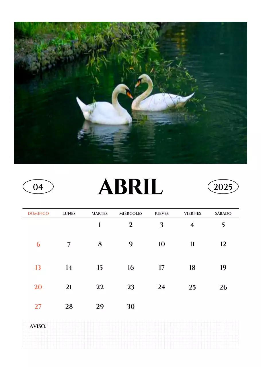 Calendario fotográfico sencillo