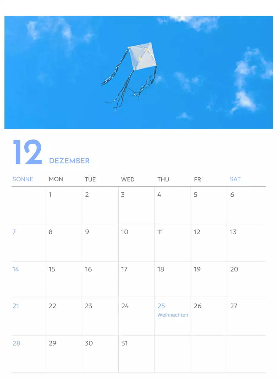 Foto-Zielverfolgungskalender mit einem Hauch von Blau