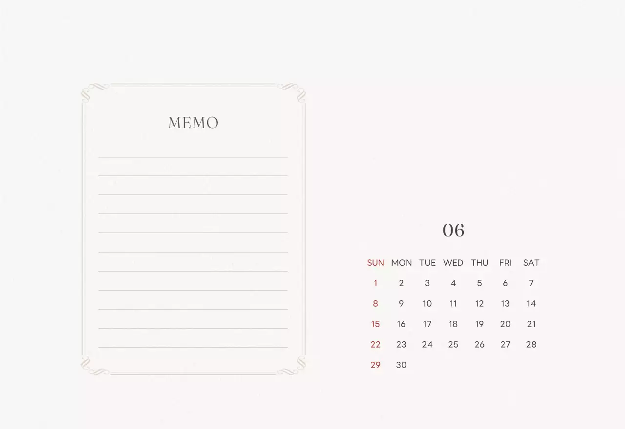 アイボリーとグリーンのシンプルな2025年花柄卓上カレンダー