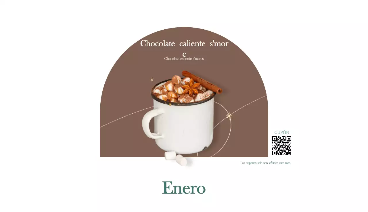 Un moderno calendario de cafeterías con recomendaciones para la bebida del mes