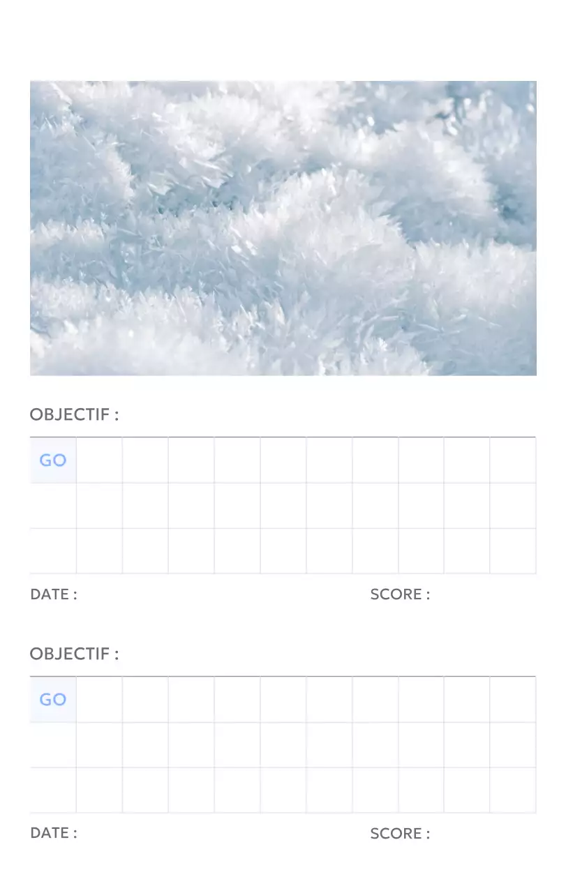 Calendrier photo de suivi des objectifs avec une touche de bleu