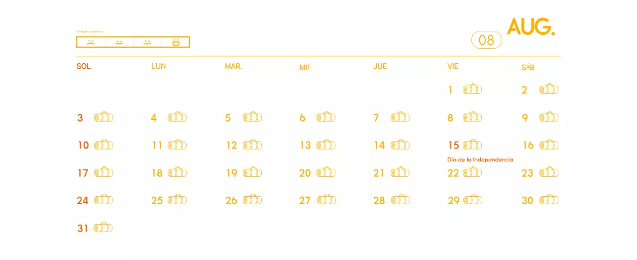Calendario promocional de yoga minimalista naranja