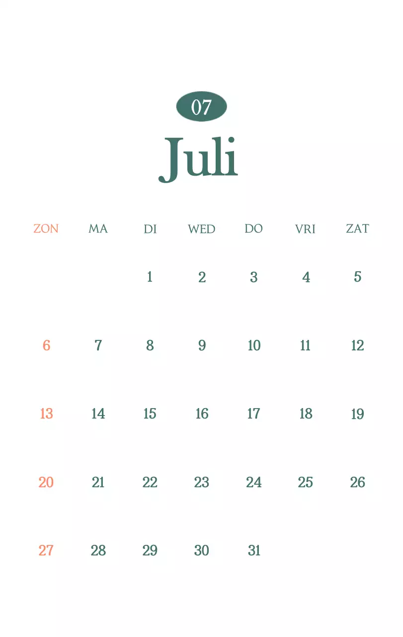 Een moderne cafékalender met aanbevelingen voor de drank van de maand