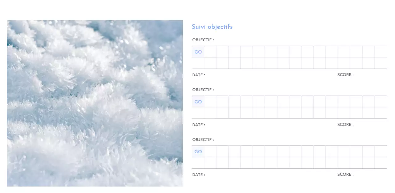 Calendrier photo de suivi des objectifs avec une touche de bleu