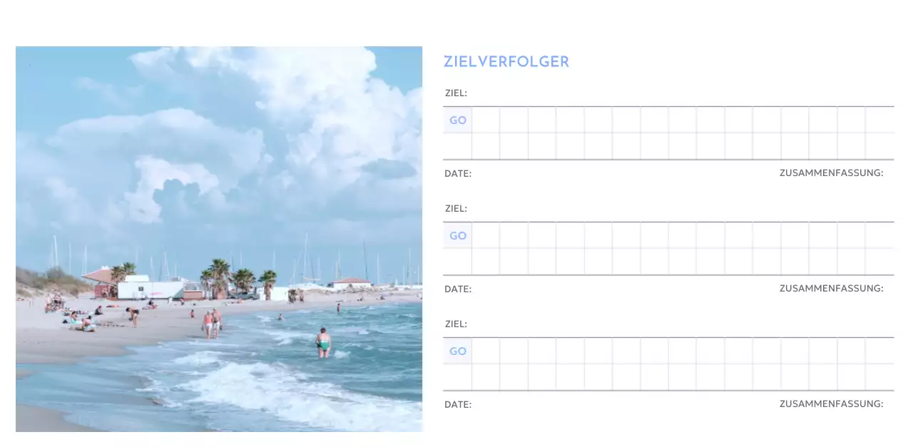 Foto-Zielverfolgungskalender mit einem Hauch von Blau