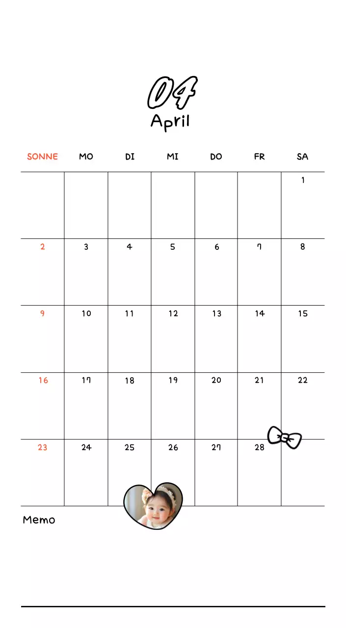 Niedlicher Fotokalender