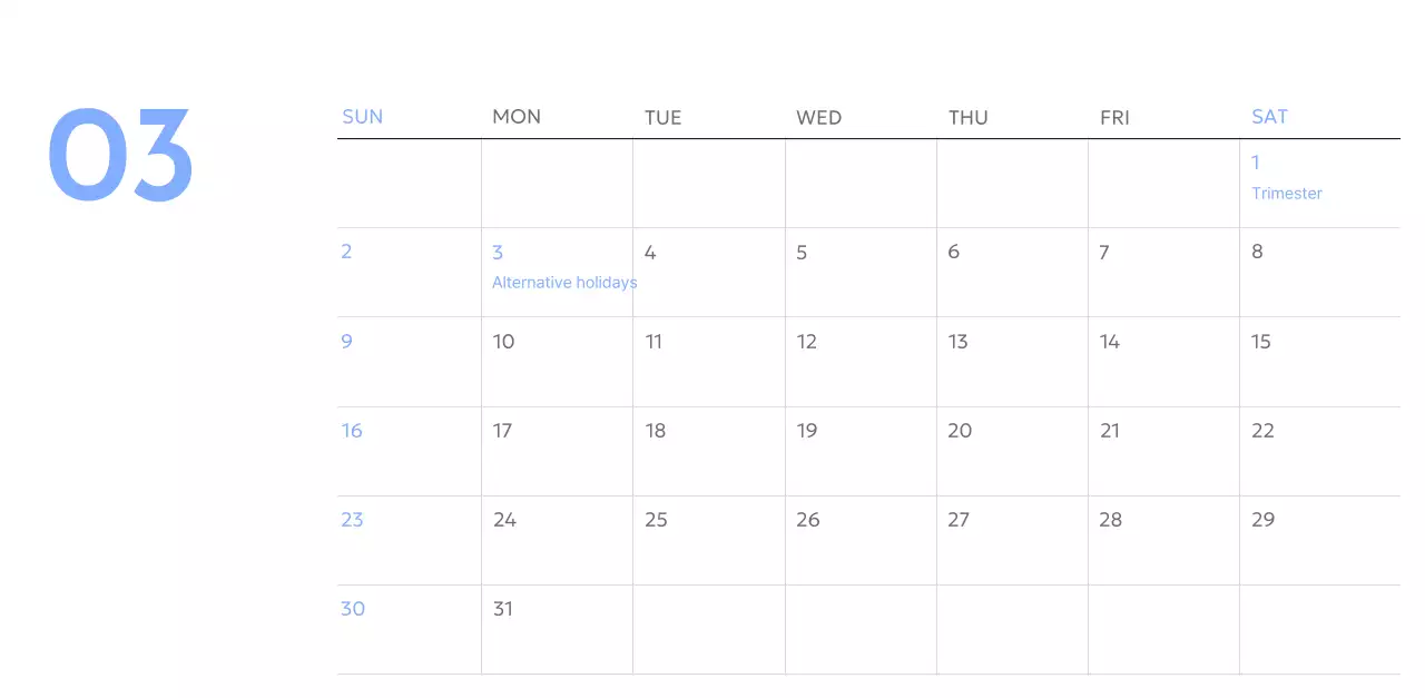 Photo goal tracker calendar with a splash of blue