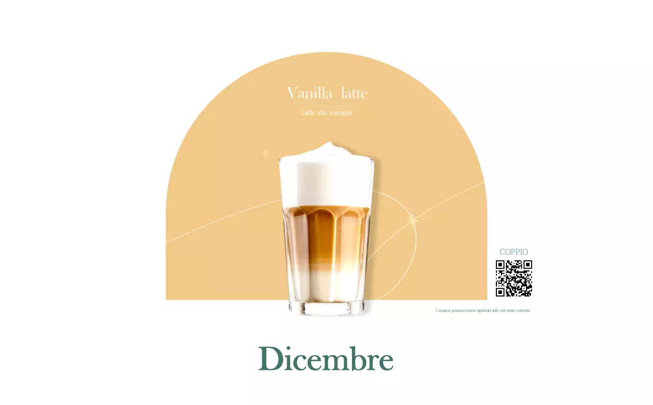 Un moderno calendario dei caffè con i consigli per la bevanda del mese