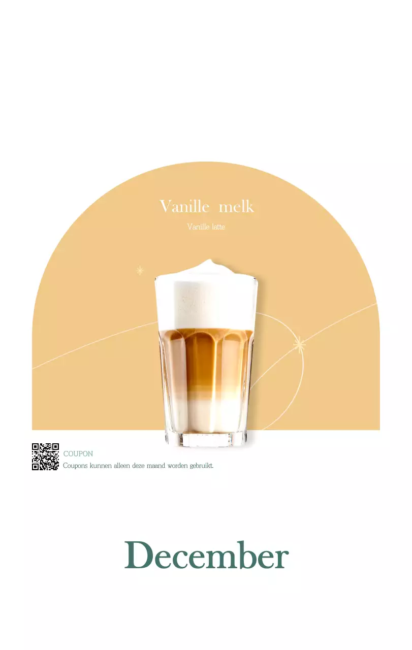 Een moderne cafékalender met aanbevelingen voor de drank van de maand