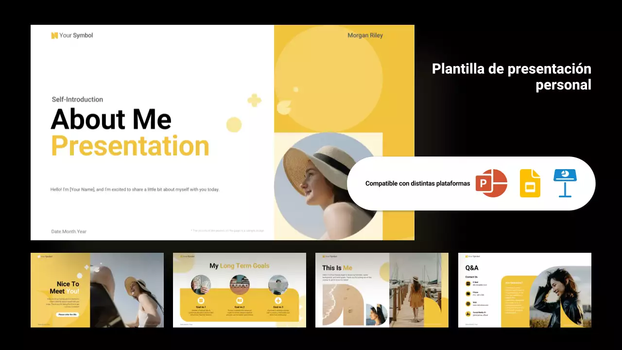 diseño básico amarillo de autopresentación