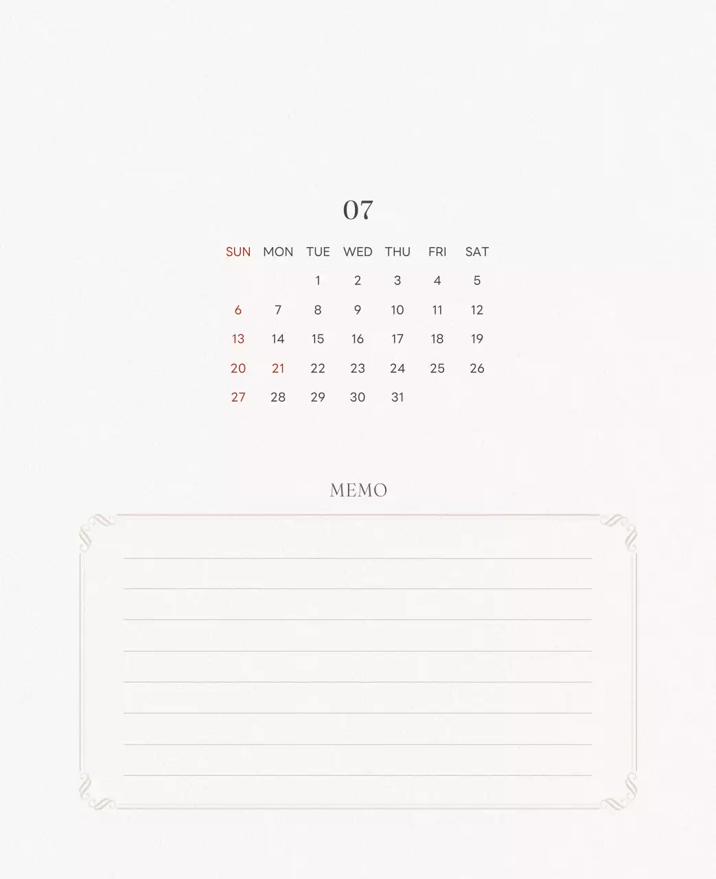 アイボリーとグリーンのシンプルな2025年花柄卓上カレンダー