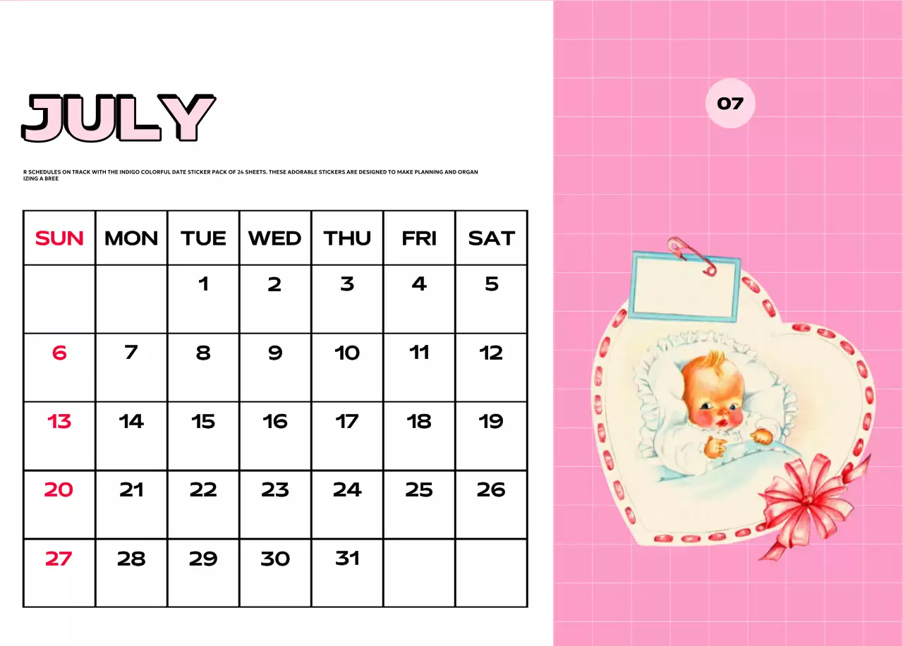 Colorful calendars with a variety of retro illustrations