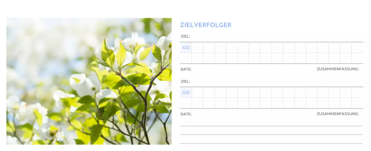 Foto-Zielverfolgungskalender mit einem Hauch von Blau