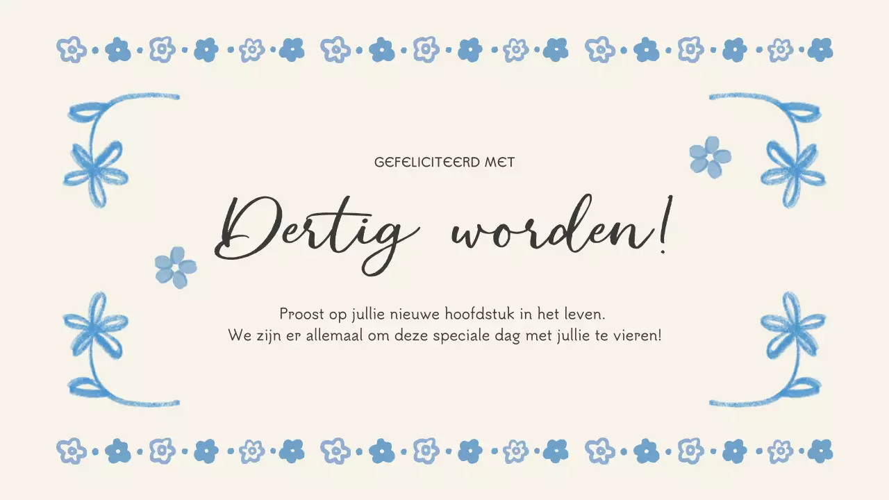 verjaardagsevenement met blauwe bloemen