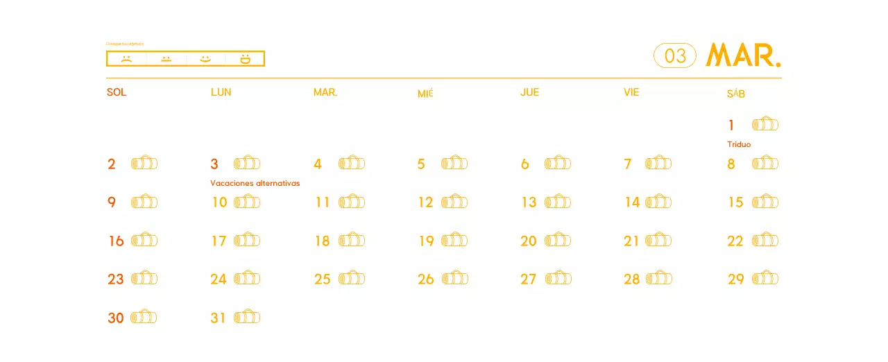 Calendario promocional de yoga minimalista naranja