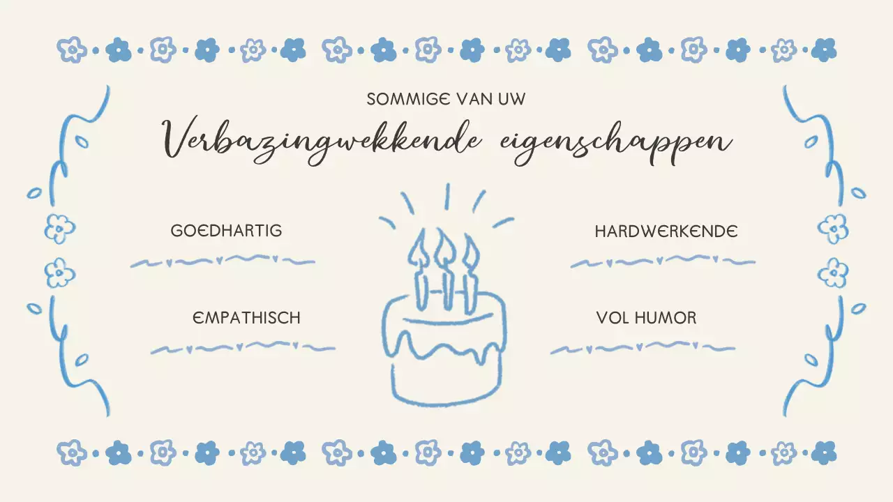 verjaardagsevenement met blauwe bloemen