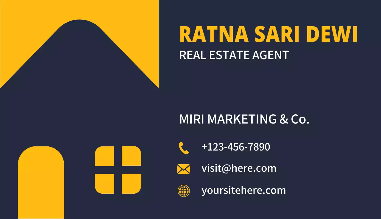 Yellow Modern Real Estate Business Card