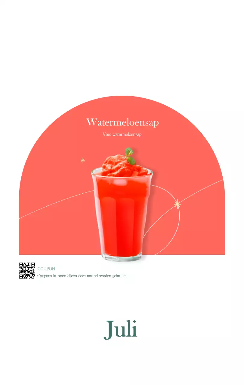 Een moderne cafékalender met aanbevelingen voor de drank van de maand