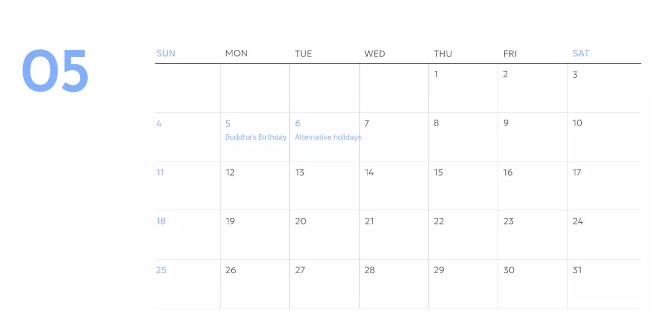 Photo goal tracker calendar with a splash of blue