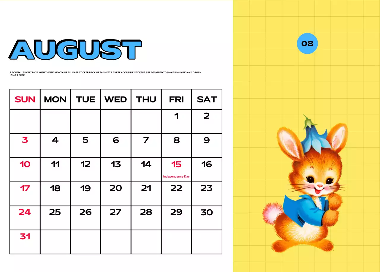 Colorful calendars with a variety of retro illustrations