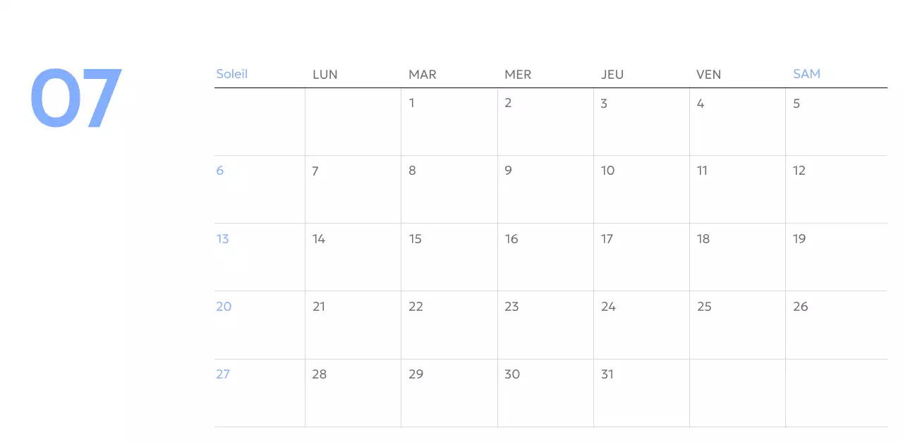 Calendrier photo de suivi des objectifs avec une touche de bleu