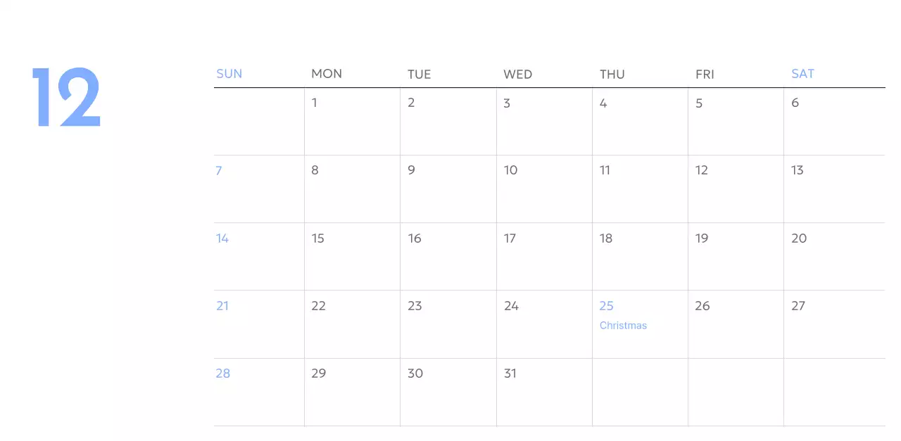 Photo goal tracker calendar with a splash of blue