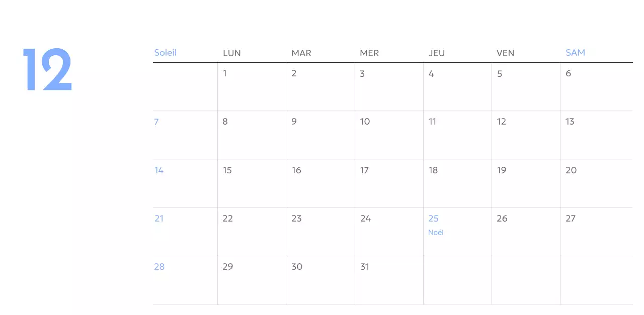 Calendrier photo de suivi des objectifs avec une touche de bleu