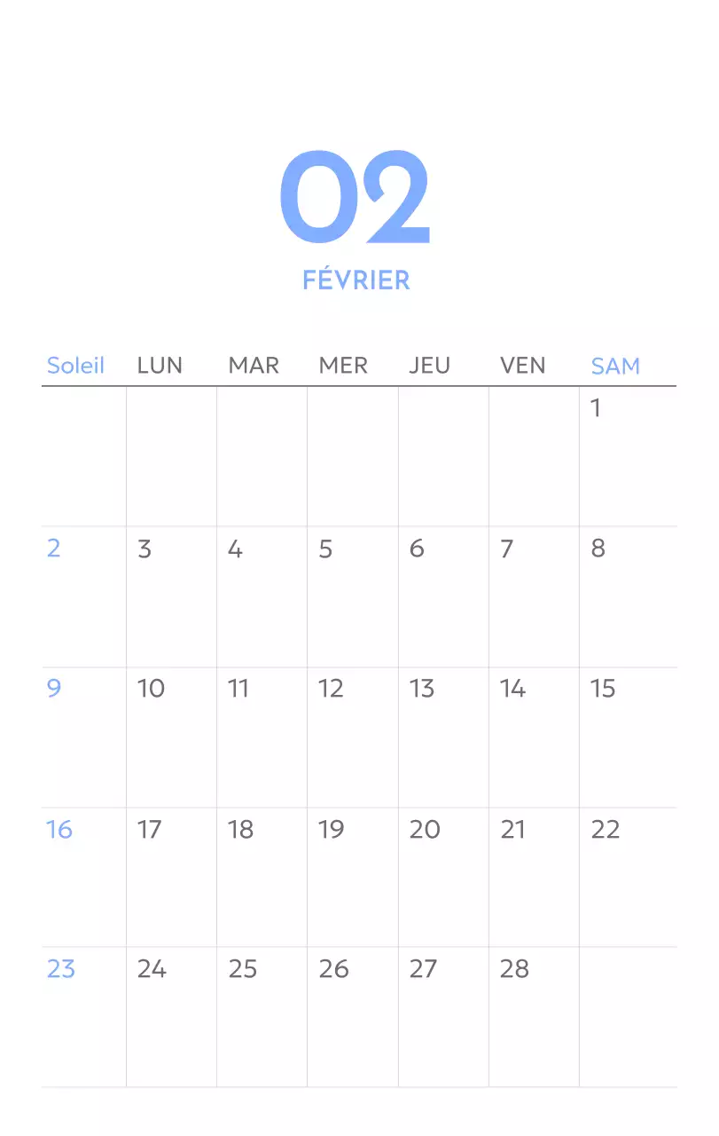 Calendrier photo de suivi des objectifs avec une touche de bleu