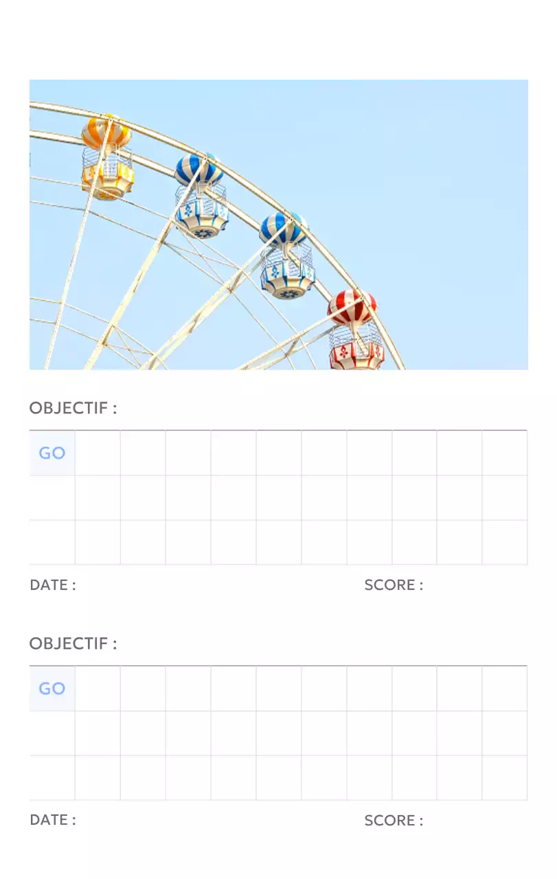 Calendrier photo de suivi des objectifs avec une touche de bleu