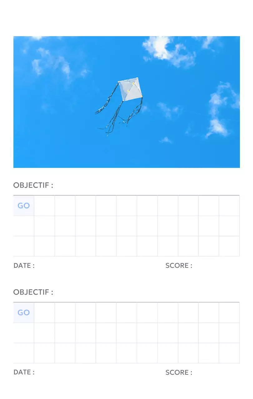 Calendrier photo de suivi des objectifs avec une touche de bleu