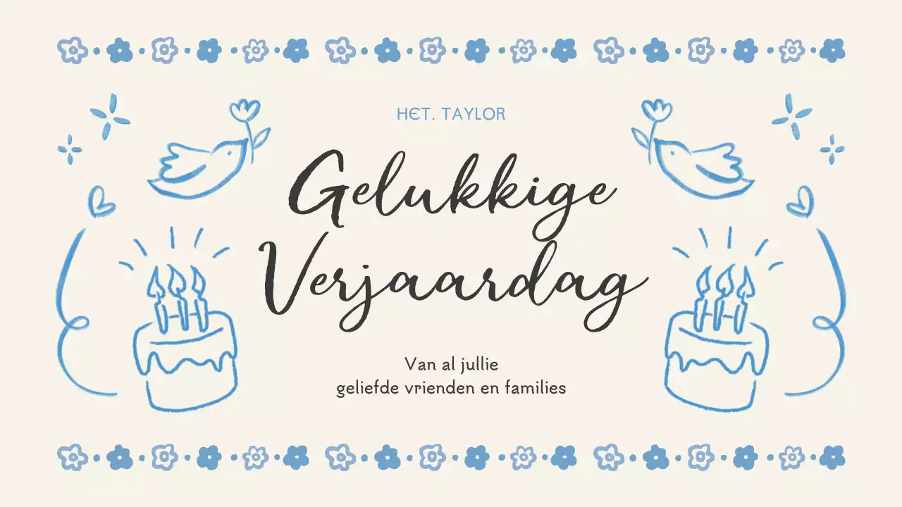 verjaardagsevenement met blauwe bloemen