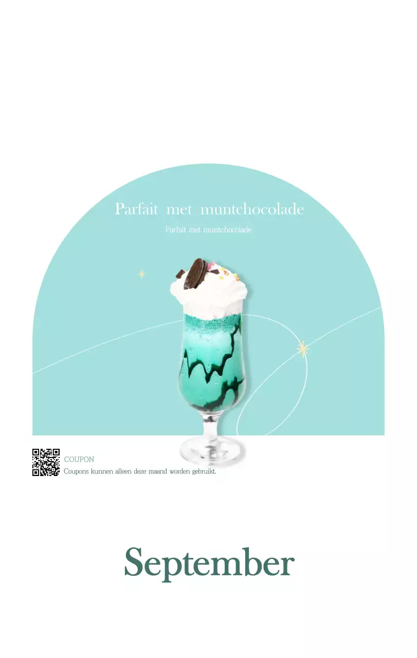 Een moderne cafékalender met aanbevelingen voor de drank van de maand