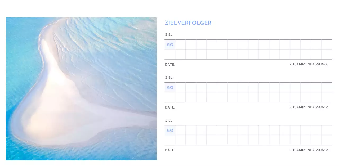 Foto-Zielverfolgungskalender mit einem Hauch von Blau