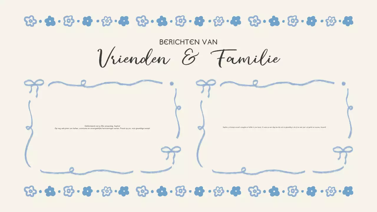 verjaardagsevenement met blauwe bloemen