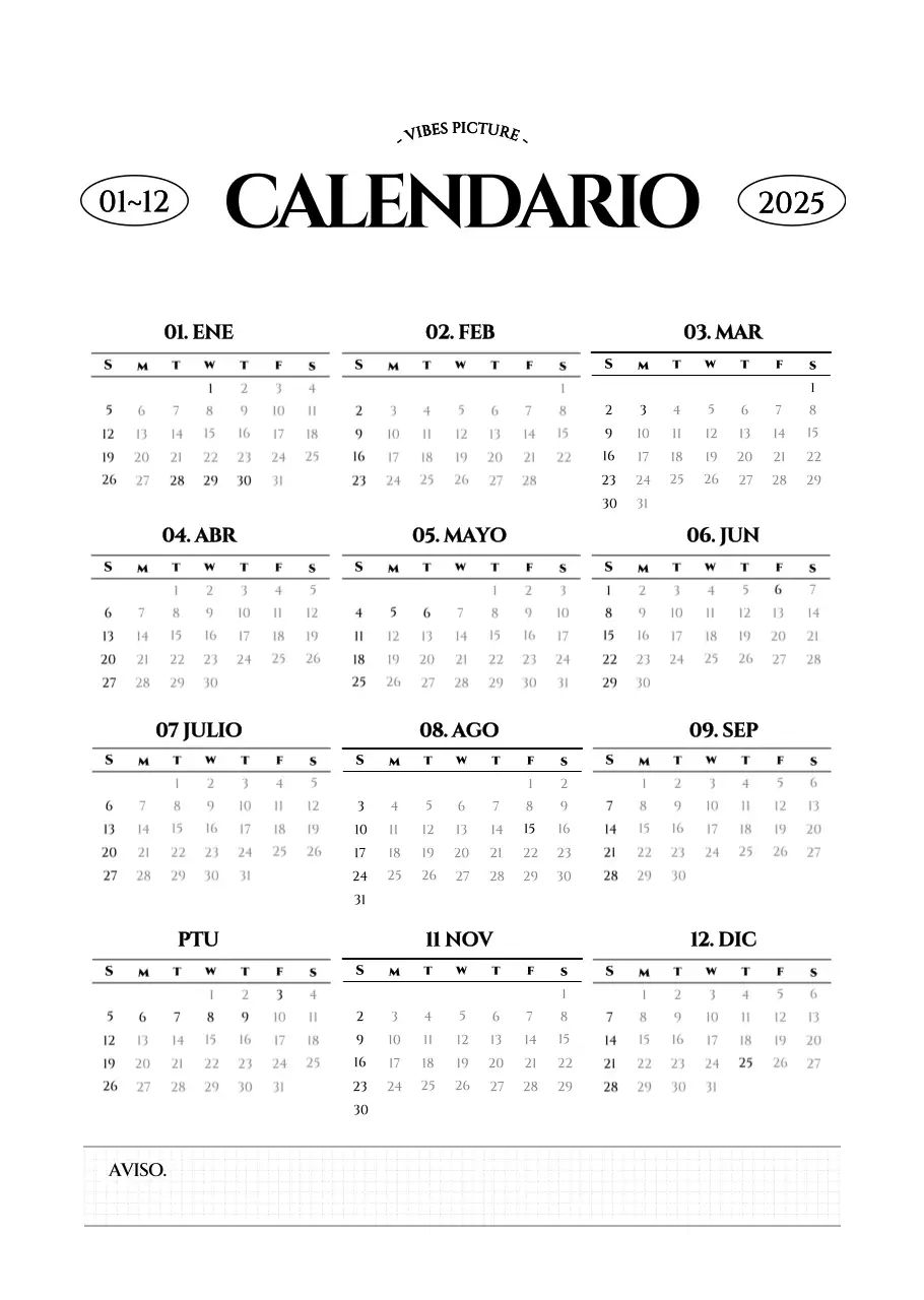 Calendario fotográfico sencillo