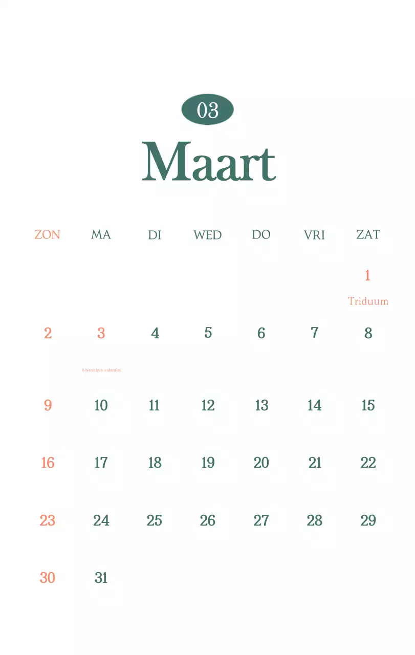 Een moderne cafékalender met aanbevelingen voor de drank van de maand