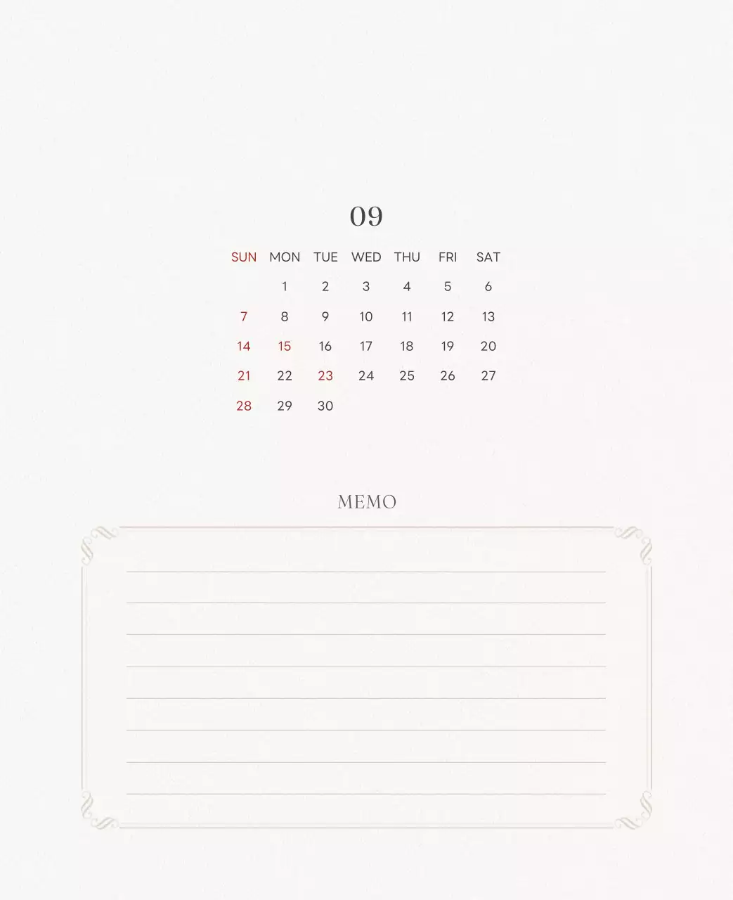 アイボリーとグリーンのシンプルな2025年花柄卓上カレンダー