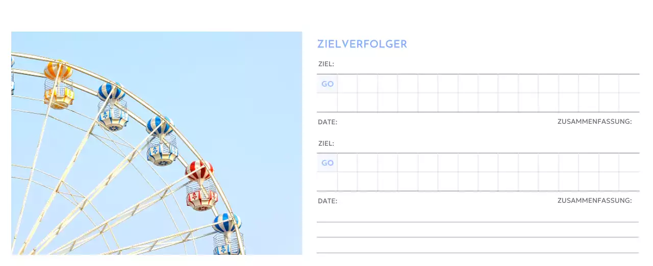 Foto-Zielverfolgungskalender mit einem Hauch von Blau
