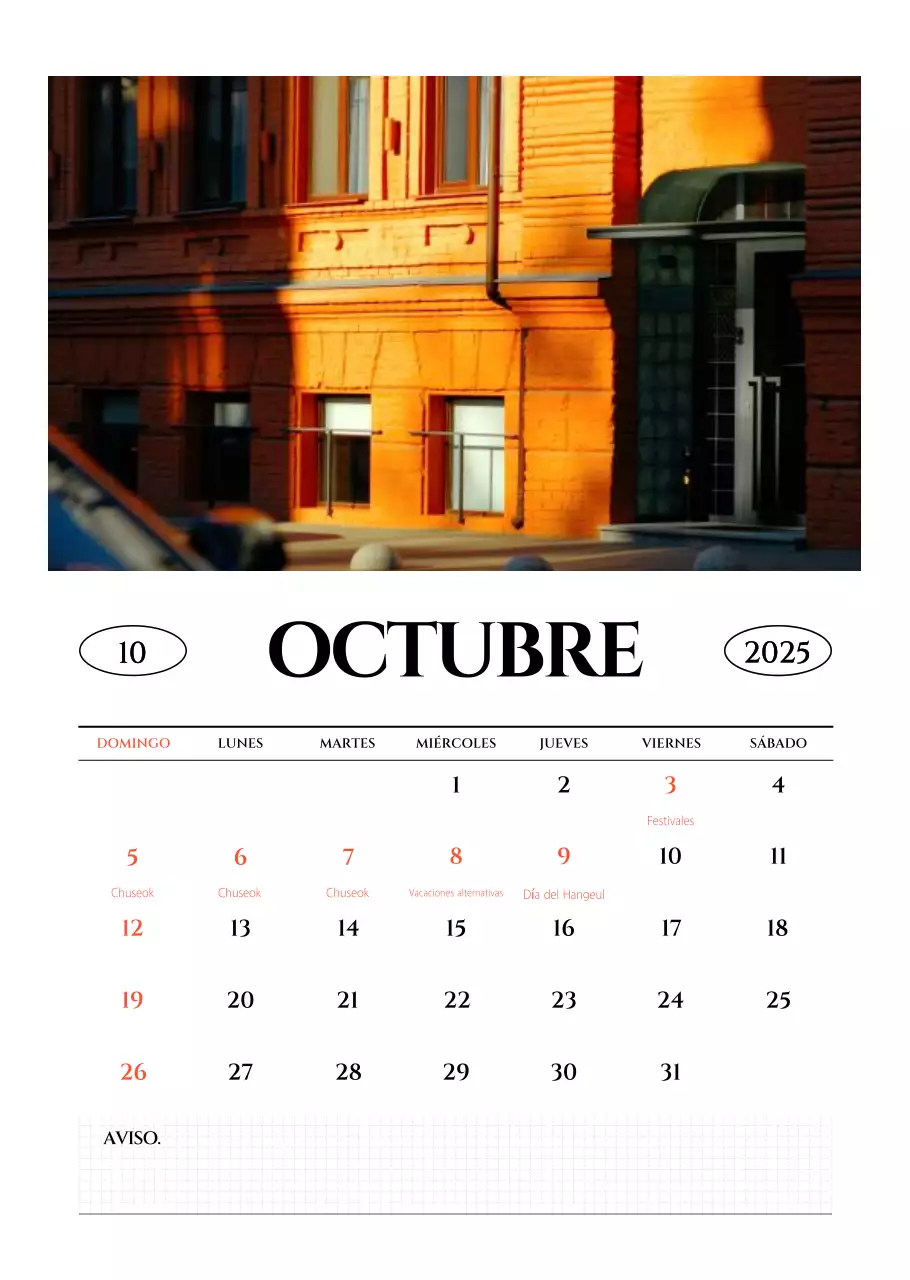 Calendario fotográfico sencillo