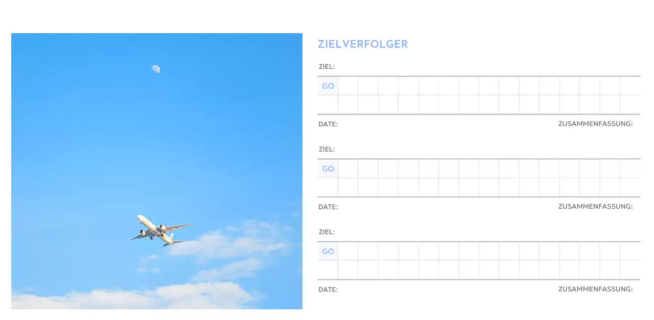 Foto-Zielverfolgungskalender mit einem Hauch von Blau